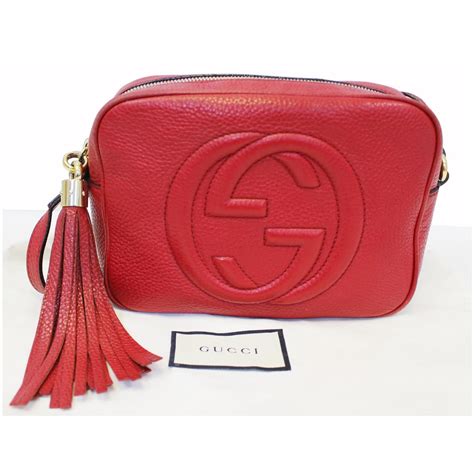 soho disco leather bag gucci red|Gucci soho disco bag price.